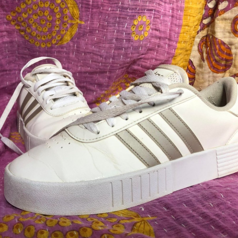 Womens Adidas | 7.5 | Court Bold Platform Lace Up | White | Metallic